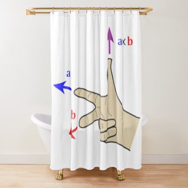 Finding the direction of the cross product by the right-hand rule Shower Curtain