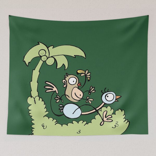 Item preview, Monkey and Ostrich going bananas! designed and sold by BorneowithLove.