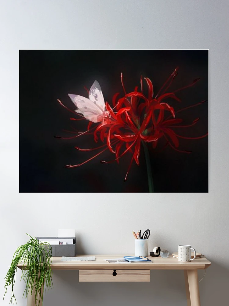 red spider lily and butterfly