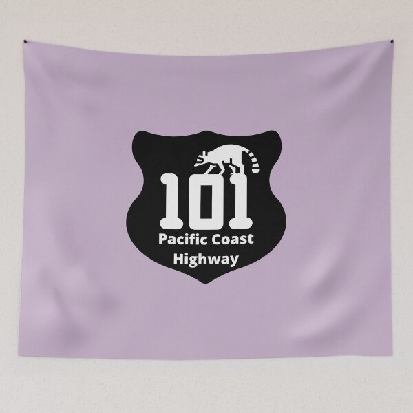 Item preview, Pacific Coast Highway 101 Sign Raccoon West Coast Oregon Washington California designed and sold by DansDankDesigns.