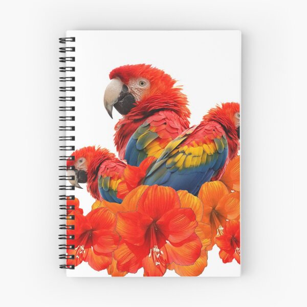Item preview, TROPICAL RED MACAWS SITTING IN FLOWERS designed and sold by sharlesart.