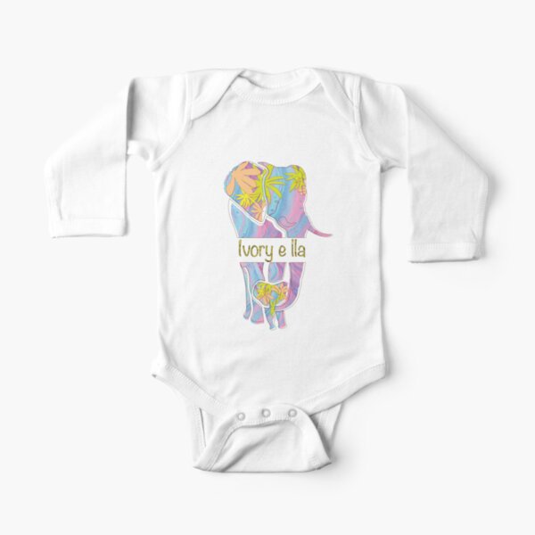Ivory Ella Elephant Long Sleeve Baby One-Piece