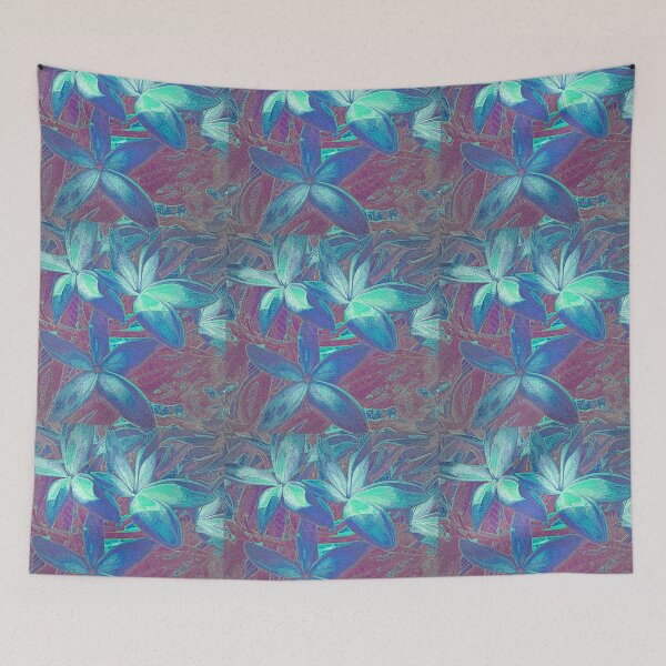 Item preview, FRANGIPANI MODERN FLORAL IN BLUE, AQUA AND BURGUNDY  designed and sold by Opalbluerose.