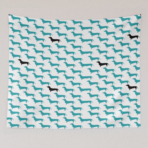 Item preview, Spot the mole - Blue dachshund print designed and sold by Monskyart.