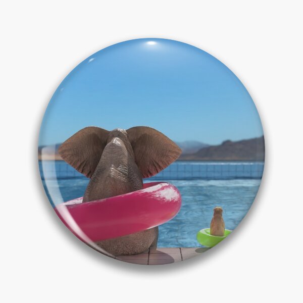 Item preview, elephant and dog sit on the edge of the pool 2 designed and sold by Mike Kiev art.