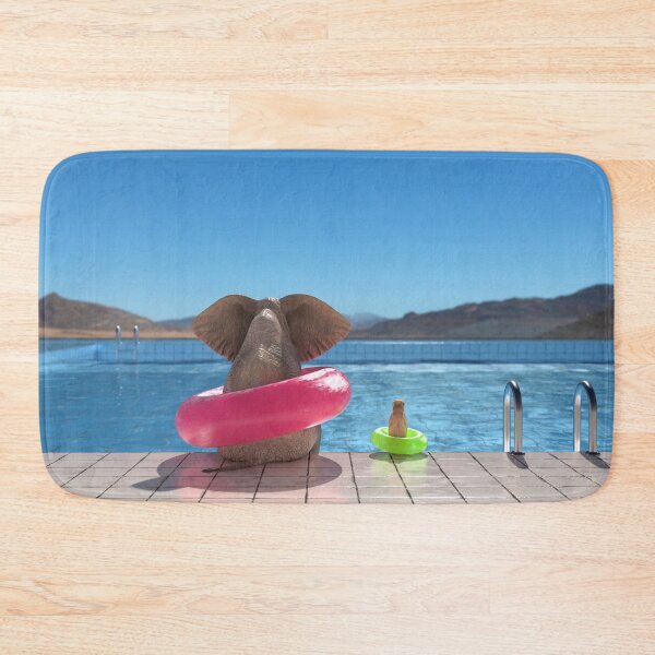 Item preview, elephant and dog sit on the edge of the pool 2 designed and sold by Mike Kiev art.