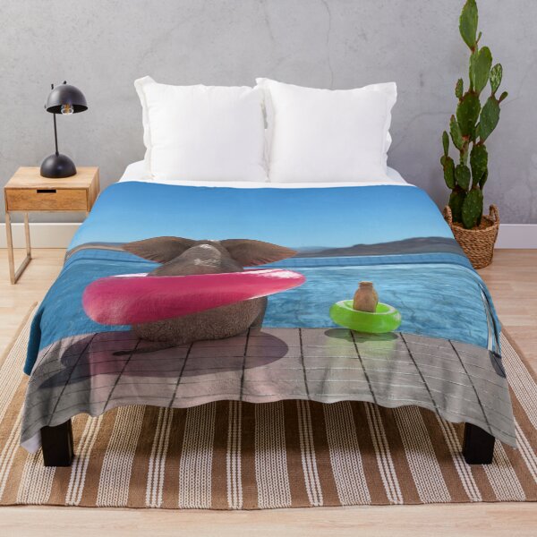 Item preview, elephant and dog sit on the edge of the pool 2 designed and sold by Mike Kiev art.