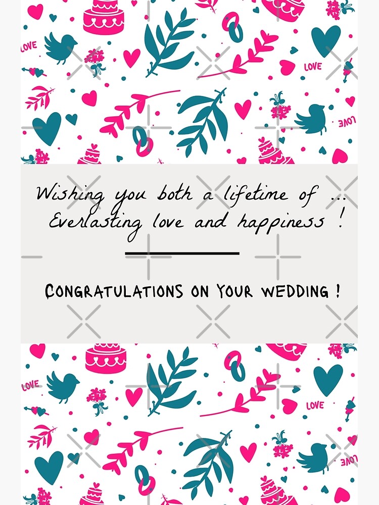 marriage wishes to friend, best wishes for newly married couple, happy  married life wishes for friend, wedding messages to couple, wedding wishes  for best friend, congratulations for marriage Greeting Card for Sale