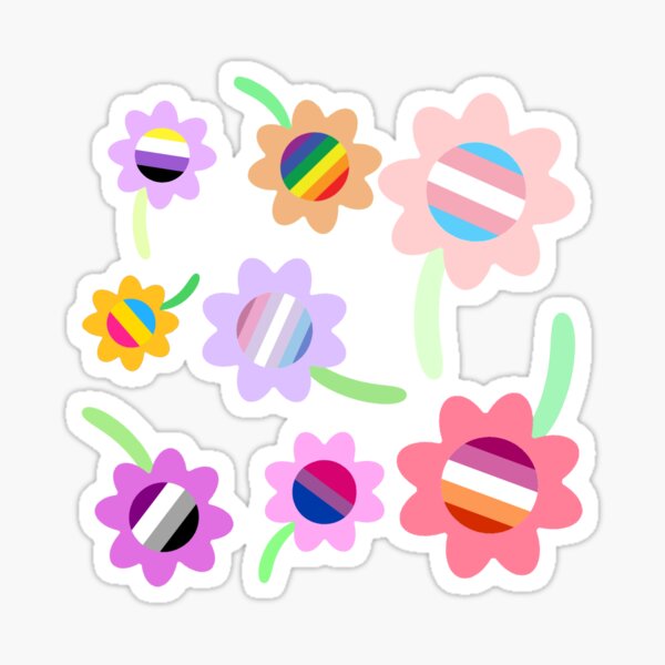 "Pride Flag Flower Pattern" Sticker by MultifanArt1 Redbubble