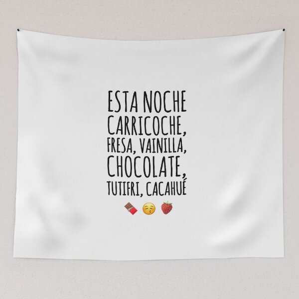 Item preview, "Esta noche carricoche, fresa, vainilla, chocolate, tutifri, cacahué. Me lo he pasado de p... madre".Isla tentaciones  designed and sold by Tropical Blood.