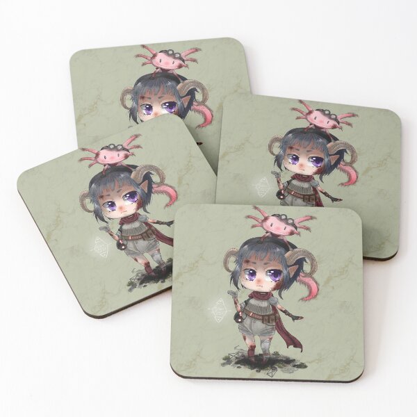Item preview, Chibi Girl Hitomi & Axolotl Tokosu with backround designed and sold by Jorun Ink.