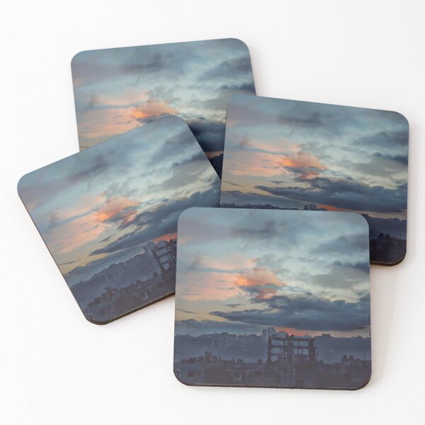 Item preview, Deep blue and Orange evening sky over the sub-urban area designed and sold by FCEalin.