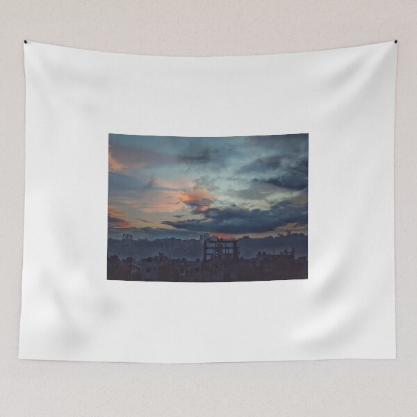 Item preview, Deep blue and Orange evening sky over the sub-urban area designed and sold by FCEalin.