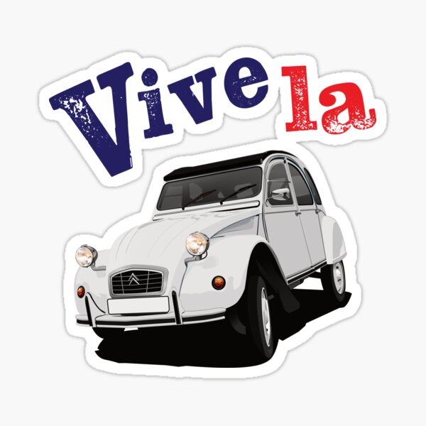 Vive la Citroen 2CV - illustration - blanc Sticker