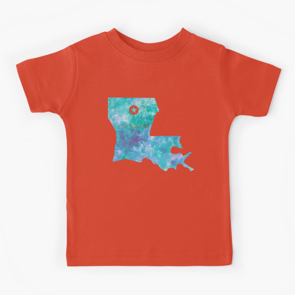 Louisiana Love - A Colorful Watercolor State Map Silhouette | Kids T-Shirt