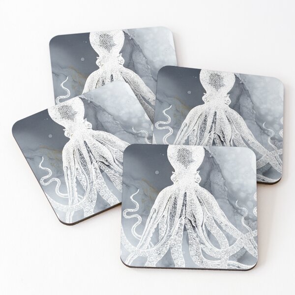 Item preview, Mixed media ink painting in indigo, midnight blue, and gray tones designed and sold by SilverSpiral.