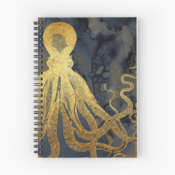Item preview, Indigo and midnight blue mixed media ink painting with soft textured gold designed and sold by SilverSpiral.