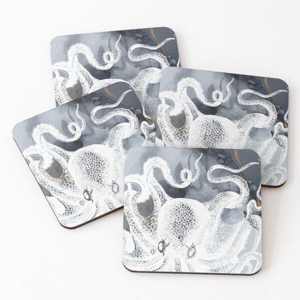 Item preview, Indigo, midnight blue, and gray ink mixed media painting designed and sold by SilverSpiral.