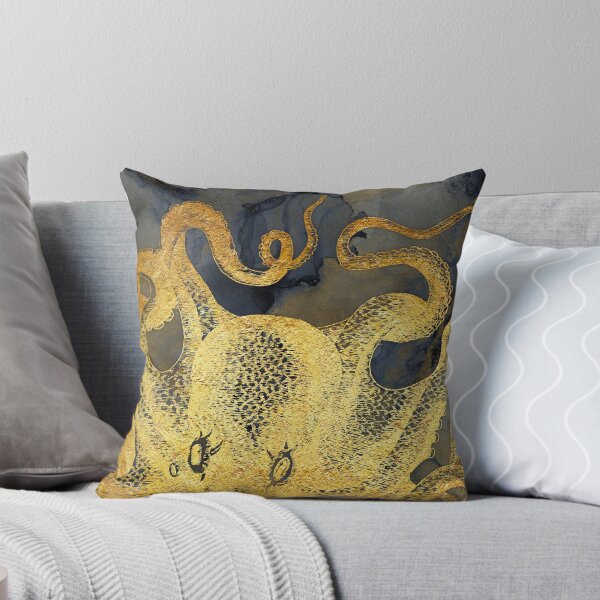 Item preview, Mixed media ink with indigo shades and midnight blue with soft gold texture designed and sold by SilverSpiral.