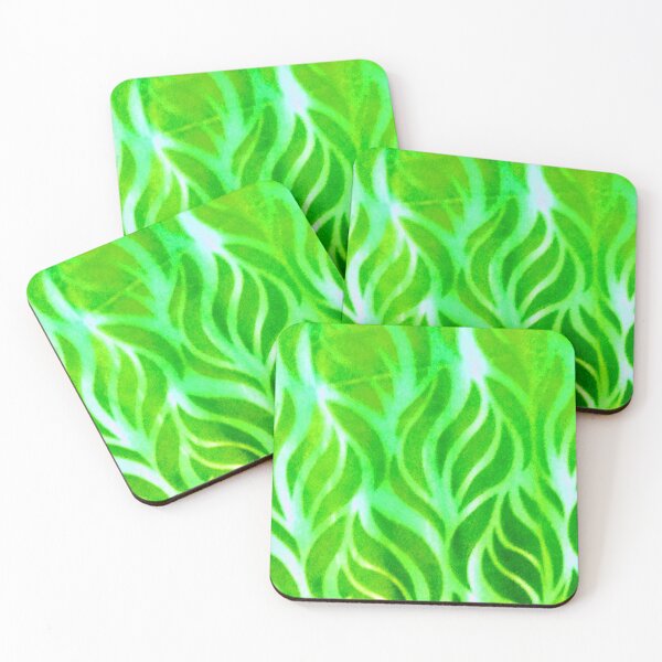 Item preview, Leaf patterns of bright, light, and deep green with yellow hints designed and sold by calmingchaos.