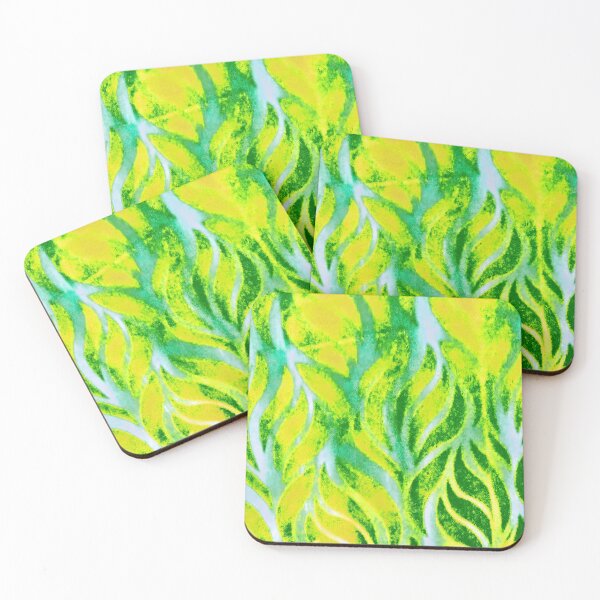 Item preview, Leaf patterns of deep, bright yellow with green hints designed and sold by calmingchaos.