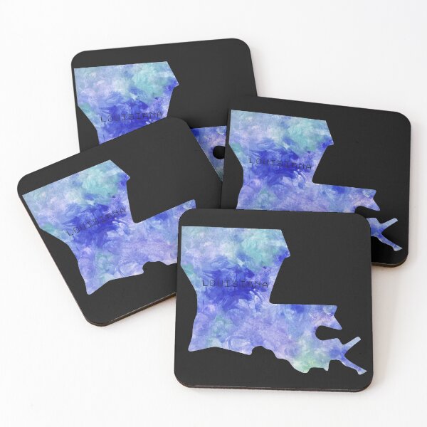 Item preview, Louisiana state USA Map watercolor blue Baton Rouge LA watercolour designed and sold by WatercolorFun.