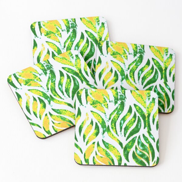 Item preview, Leaf patterns of dark green with yellow and orange hints designed and sold by calmingchaos.