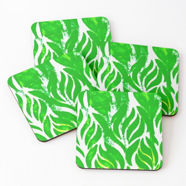 Item preview, Leaf patterns of deep green with yellow hints designed and sold by calmingchaos.