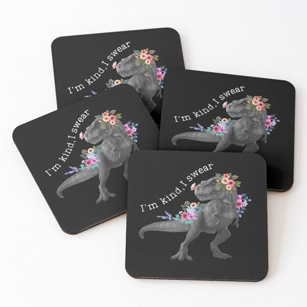 Item preview, I'm kind, I swear - Funny floral dinosaur designed and sold by windcolors.