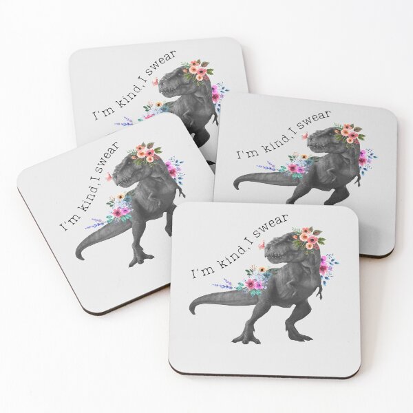 Item preview, I'm kind, I swear - Funny floral dinosaur designed and sold by windcolors.