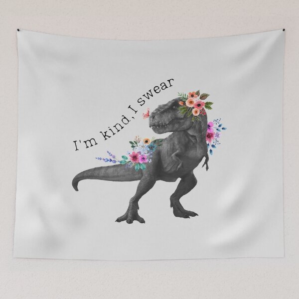 Item preview, I'm kind, I swear - Funny floral dinosaur designed and sold by windcolors.