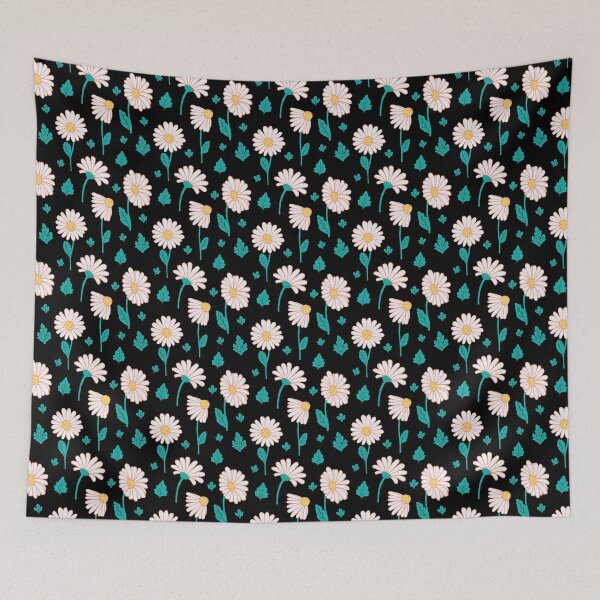 Item preview, Chamomile Seamless Repeat Pattern with Black Background designed and sold by suwarnaadi.