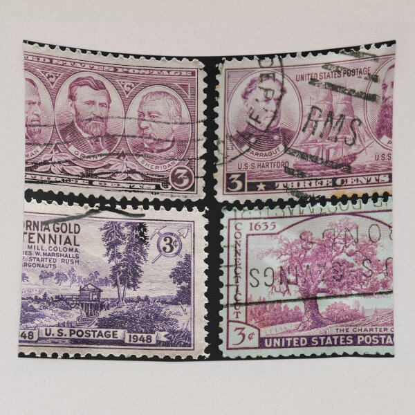 Item preview, Four vintage US postage stamps from the 1930's and 1940's designed and sold by Photopat.
