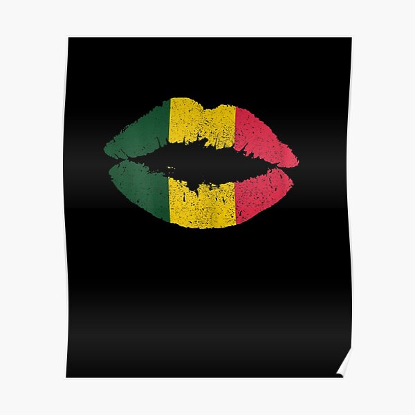 Womens-Reggae-Kissing-Lips-Flag-Rastafari-Rasta-Shirt-Gift Poster