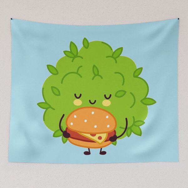 Item preview, Cute funny marijuana weed bud character with burger designed and sold by ESDT.