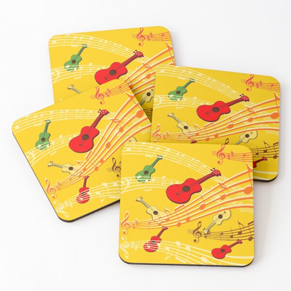 Item preview, Ukulele music notes pattern in yellow designed and sold by DeliriousSteve.