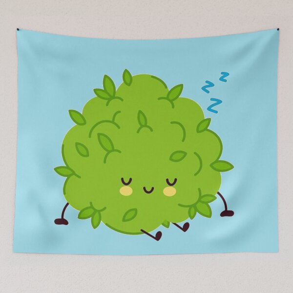 Item preview, Cute funny marijuana weed bud character sleep designed and sold by ESDT.