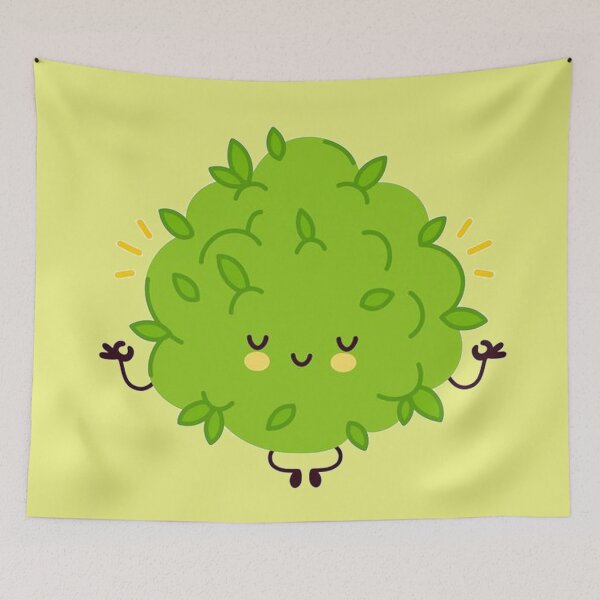 Item preview, Cute funny marijuana weed bud character meditates in yoga pose  designed and sold by ESDT.