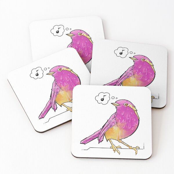 Item preview, chubby bird, pink and yellow song bird designed and sold by weilertsen.