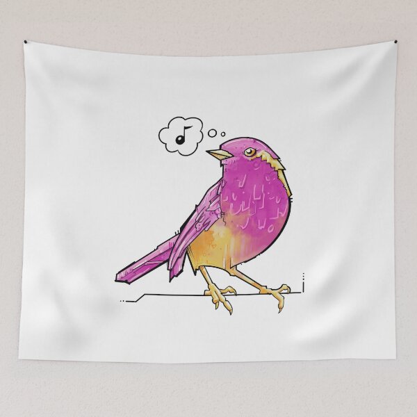 Item preview, chubby bird, pink and yellow song bird designed and sold by weilertsen.