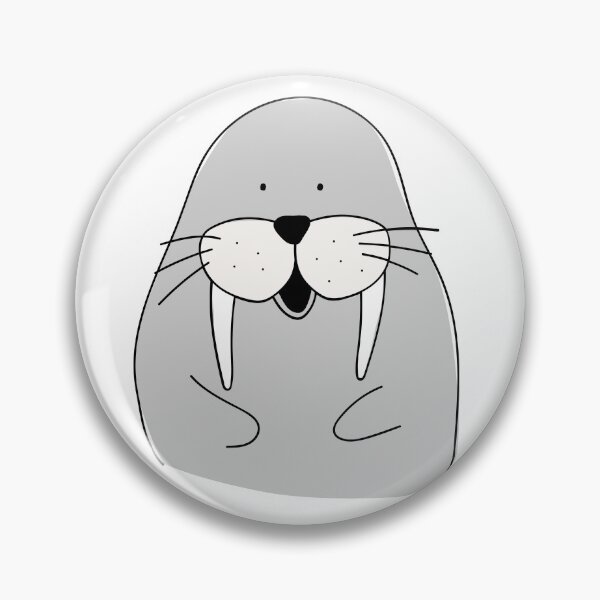 Item preview, Drawn cute gray walrus with mustache and white fangs designed and sold by Anton Gorbunov.