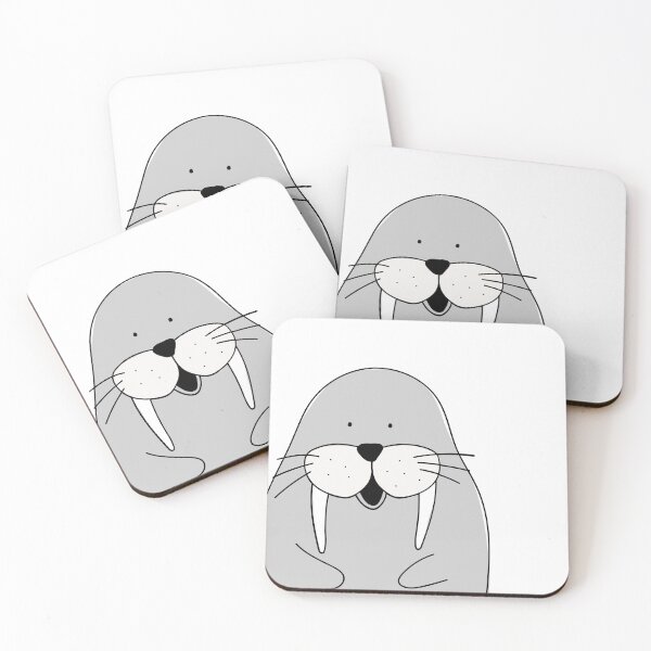 Item preview, Drawn cute gray walrus with mustache and white fangs designed and sold by Anton Gorbunov.