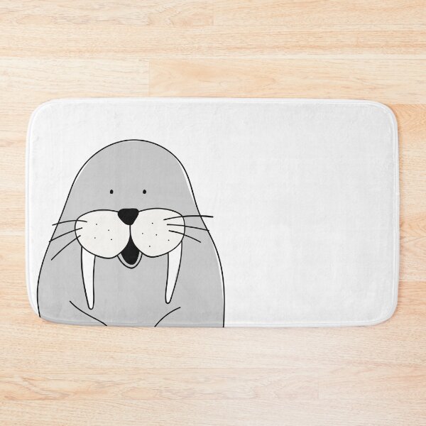 Item preview, Drawn cute gray walrus with mustache and white fangs designed and sold by Anton Gorbunov.