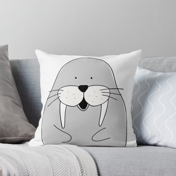 Item preview, Drawn cute gray walrus with mustache and white fangs designed and sold by Anton Gorbunov.