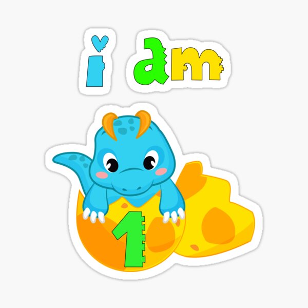 1st birthday boy dino "i am 1 year old" Sticker