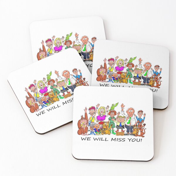 Item preview, Leaving card, row of cartoon people waving good bye designed and sold by Michael Mills.