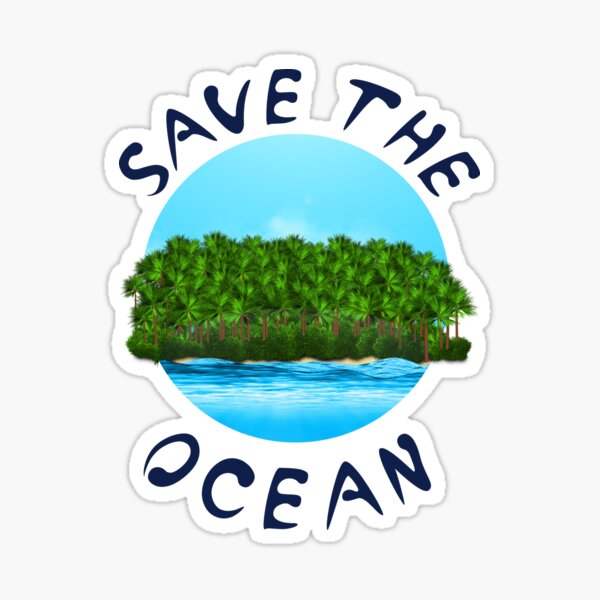 Blue Tropical Save The Ocean Sticker