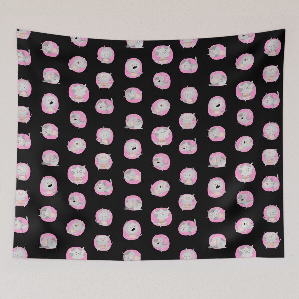 Item preview, Yoga Cats Meowmaste pink sticker set pattern designed and sold by hendeJens.