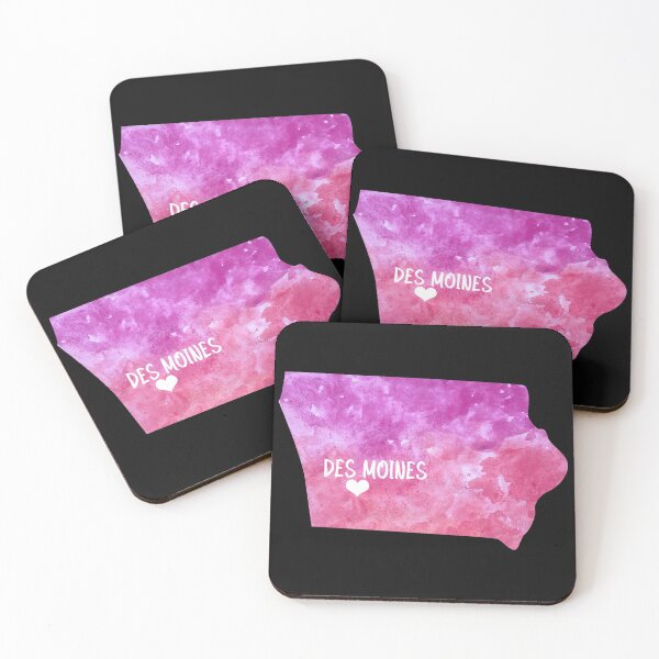 Item preview, Des Moines Iowa state home USA Map watercolor pink watercolour designed and sold by WatercolorFun.