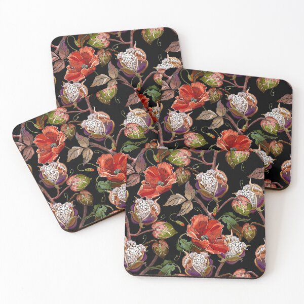 Item preview, Red poppies and white cotton flowers  designed and sold by matrioshka.